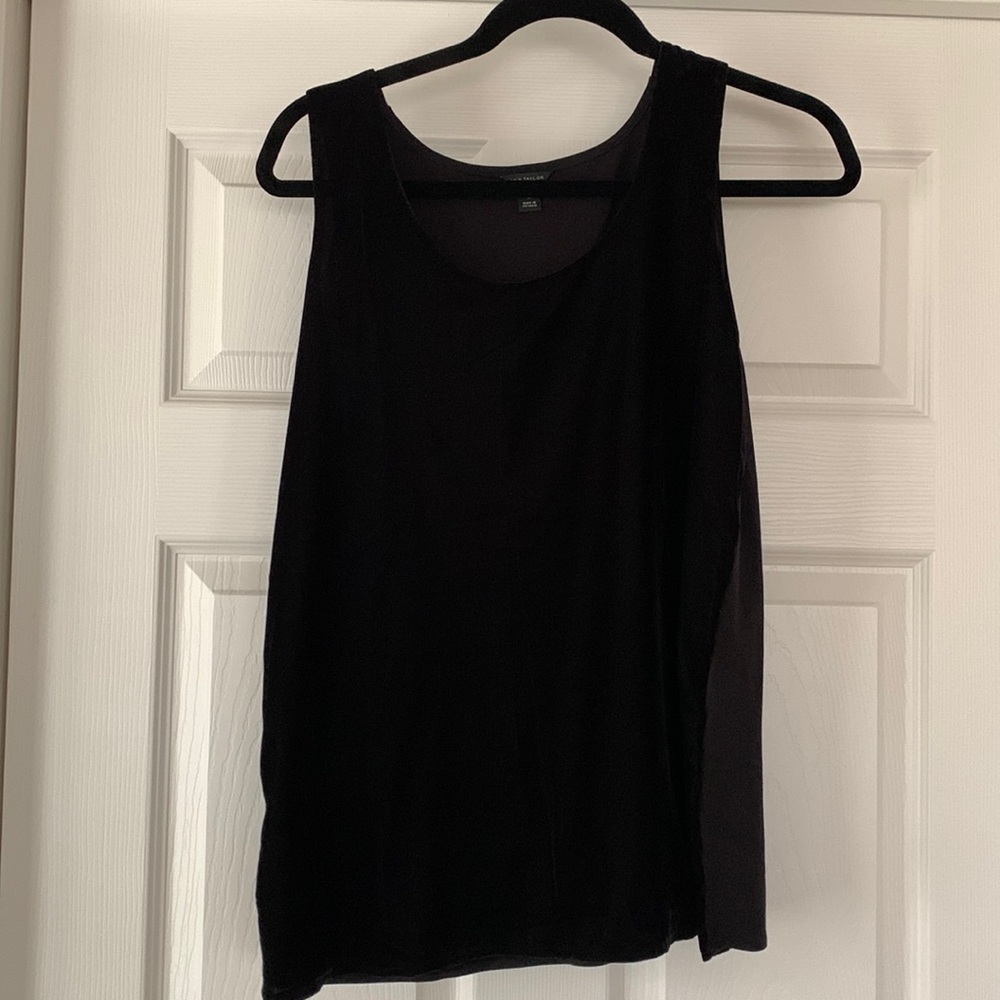 Ann Taylor black velvet tank.